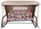 PATIO Hollywoodschaukel 4 Sitzer mit Liegefunktion 179 cm Venezia Lux Sitzpolster Blume Sonnendach Moskitonetz Seitentische Dekokissen
