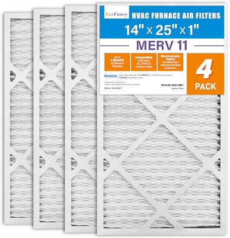 LotFancy 14 x 25 x 1 Luftfilter, MERV 11 AC Ofenfilter, 4 Stück gefaltete Klimaanlage HVAC Filter (tatsächliche Größe: 35 x 62 x 1 cm)