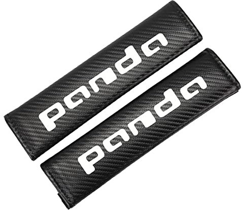 Stylecart 2 Pezzi Auto Cuscinetti Cintura di Sicurezza in Fibra di Carbonio, per Fi-at Panda Auto Confortevole Protezione Rimovibile Morbido,Black