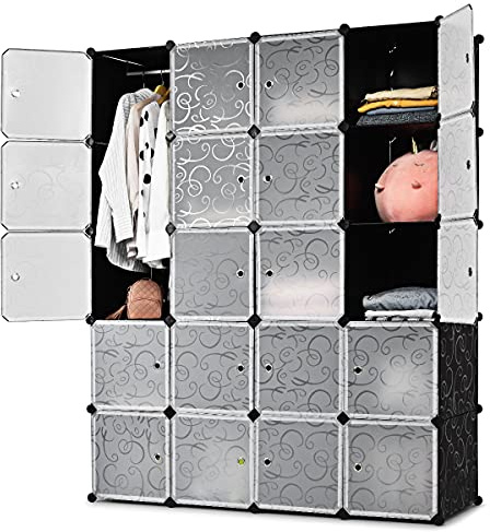 GIANTEX Armario modular, armario modular cubos, armario plegable de plástico, organizador de almacenamiento, armario con puertas, 20 cubos, KZ94744IT