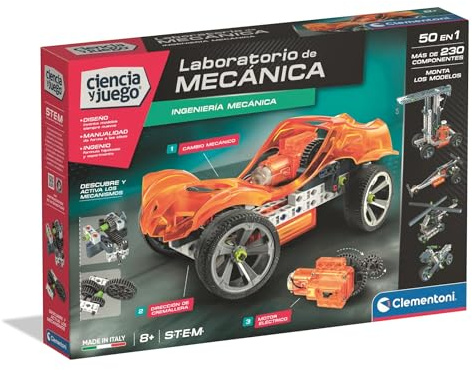 Clementoni - Mechanichs - Laboratorio de mecánica - Juego Kit de Construcción Motorizado para Niños - Maqueta para Montar y Desarrollar la Creatividad - Apto para Niños a Partir de 8 Años - 55563