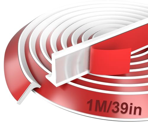 1M Seuil de Douche Barrage D'eau Silicone - alophoty Barriere de Douche Anti Débordement, Blanc, Facile à Installer, Facile à Couper, Bricolage Domestique