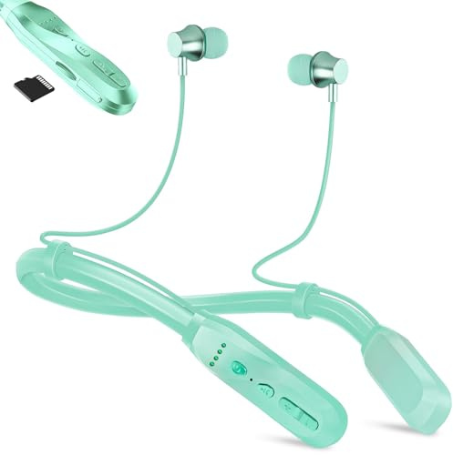 Hifireelf halsband hörlurar trådlös Bluetooth 5.3 sport halsband hörlurar med 20 timmar ultralång speltid, IPX5 vattentäta sporthörlurar med mikrofon för inomhus, utomhus, gym, löpning, arbete (grön)