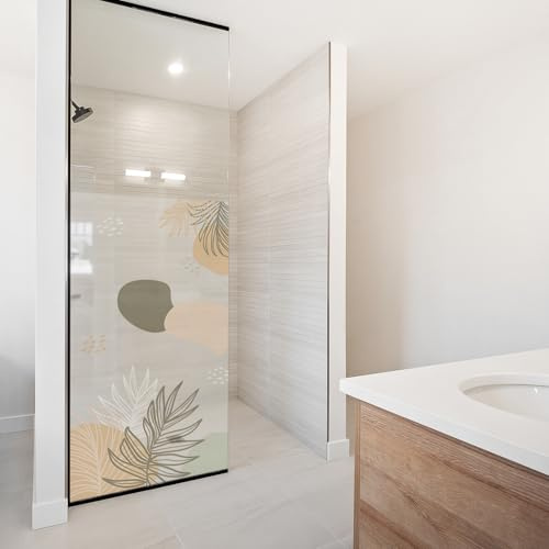 yabaduu Film Dépoli Occultant Paroi de Douche et Fenêtre Salle de Bain Film Givré Autocollant Imperméable Anti Regard Sticker Décoratif Vitrage Opaque YX001 (02 Feuilles bohèmes, 80 x 120 cm)