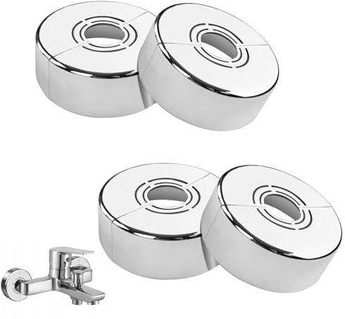 ANBOWEI 4pcs Shower Pipe Covers Chrome 3 Sizes in 1, Double Rosette with Split Design Pipe Cover for Diameter 20mm/25mm/33mm Shower Radiator Faucet Accessories and Decoration(70x25mm)