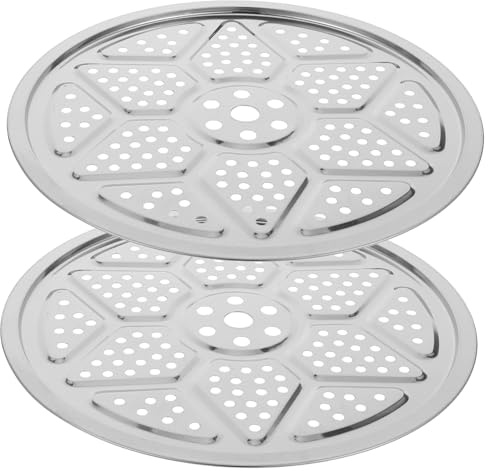LOLIPPYY 2pcs Stainless Steel Steamer Plate Heavy Duty Cooking Shelf Multipurpose Round Steam Tray for Pressure Cookers Compatible with Various Pots and Pans