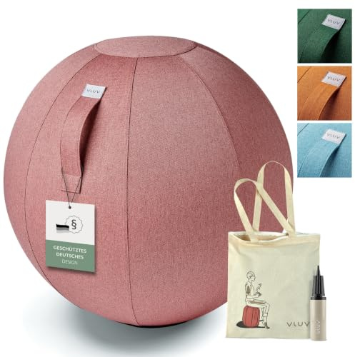 VLUV® BOL New LEIV - Palla da seduta ergonomica, traspirante, con manico e protezione antirotolamento, rivestimento in tessuto lavabile, per gravidanza, palla da ginnastica per gravidanza