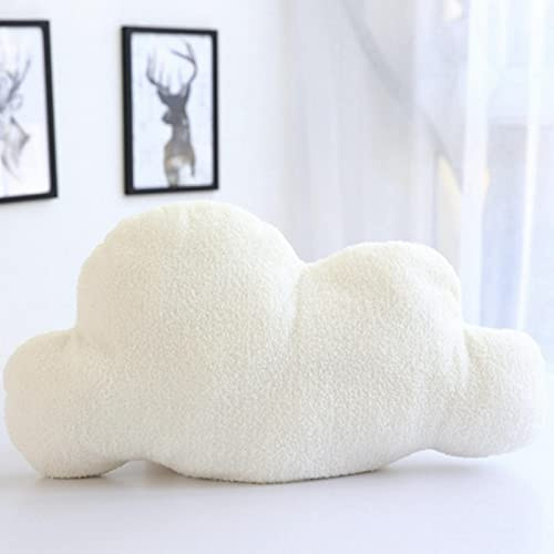 JASOLYI Cloud Pillow,Clouds Shaped Throw Pillow,Bedrest Reading Pillows,Nordic Style Back Cushion Cloud Plush Stuffed Pillows for Car Home Decoration,Bedside Sofa Sleeping Plush(White,38x22cm)