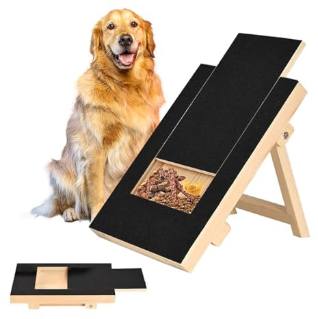 Dog Nail Scratch Board - with Treat Draw- Dog Scratch Pad for Nails – Durable Wooden Nail Filing Board with Treat Drawer (All Breeds)