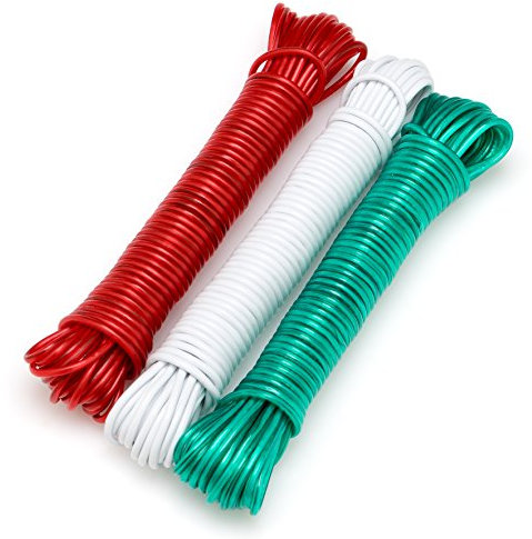 Flandria 20216 3 Stück Wäscheleine 10 m Seele Stahl, mehrfarbig