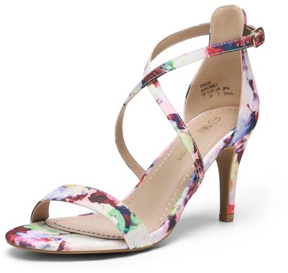 DREAM PAIRS Women's Strappy Stiletto High Heels Open Toe Rhinestone Wedding Dress Shoes Sparkly Sandals,Size 8,Floral,DOLCE