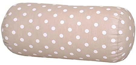Dr. Berger Nackenrolle Nackenkissen 40x16 cm Bequeme mit Bezug 100% Baumwolle, Kissen rund, stabil - Perfekt als festes Nackenkissen, Reisekissen, Knierolle, Rückenkissen Sofa, Trendfarbe Beige