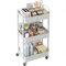 Sywhitta 3-tier Storage Rack on Wheels, Kitchen & Office Utility Cart, Rolling Rack for Bedroom & Bathroom, White