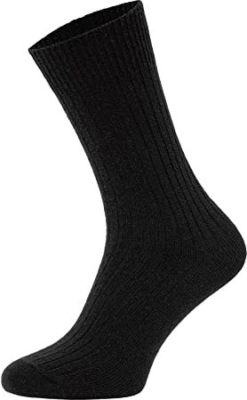 Ein Paar Wollsocken Socken Herren Und Damen - Dünne Warme Wollsocken Mit 72% Schaf Wollanteil | Schwarz Gr. 39-42