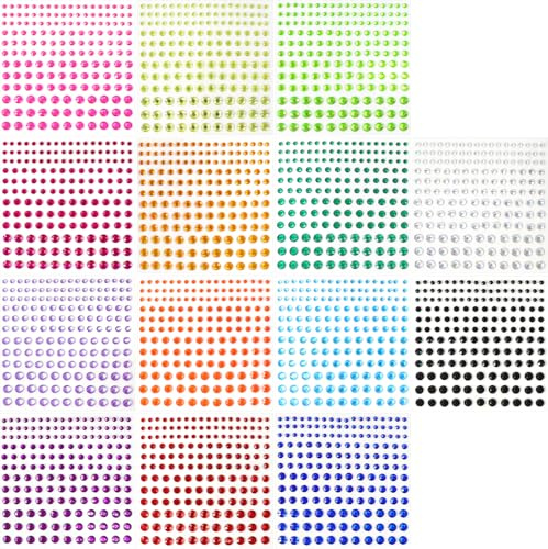 Sularpek 2300 + Pcs Strass Visage, 14 Feuilles Strass Autocollants en Auto-AdhÉSif, colorées et lumineuses, adaptées à la décoration de vacances, à l'artisanat, au visage, au corps, au nail art