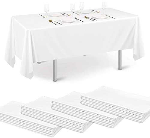eqivei 20 Stück Einweg Tischdecke Weiß, Wasserdicht Weisse Tischdecken Party, Einweg Tischdecke für Rechteckige, Geburtstag Tischdecken, Tischtuch für Party, Hochzeit, Weihnachten, 150×240 cm
