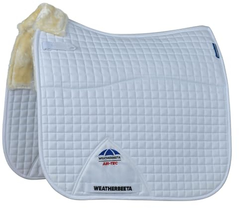 WeatherBeeta Prime Air-Tec Comfy Fleece Dressage Saddle Pad, White/Natural, Large