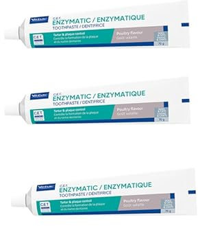 Virbac C.E.T. Enzyme Toothpaste for Animals | Pack of 3 | 3 x 70 g | Poultry Flavoured Toothpaste for Dogs and Cats | For Use With Animal Toothbrush