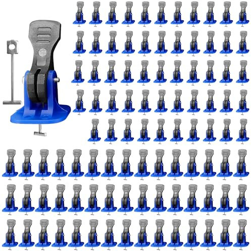 100 Pièces cale nivellement carrelage, kit de système de nivellement de carrelage, croisillon carrelage autonivelant 2mm, avec 100 Aiguilles en Acier Rechange, pour Pose de Carrelage Sol et Mur