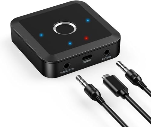 Brifit Bluetooth 5.2 Sender Empfänger für 2 Kopfhörer Lautsprecher, aptX Low Latency Bluetooth Adapter Audio für TV PC Stereoanlage, Wireless Blue-Tooth Transmitter Klinke 3,5mm AUX, aptX HD/Adaptive