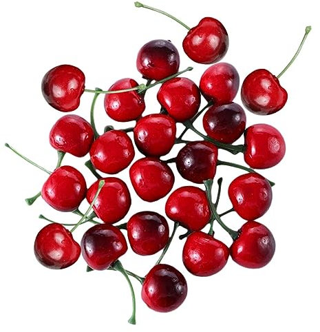 ABOOFAN 120pcs Realistic Simulation Cherry Model Decorative Artificial Fruits for Home Kitchen