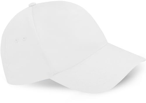 HiFEN Unisex barn 5 panel förböjd enkel justerbar baseballkeps utomhus sommar solhatt, Vitt, one size