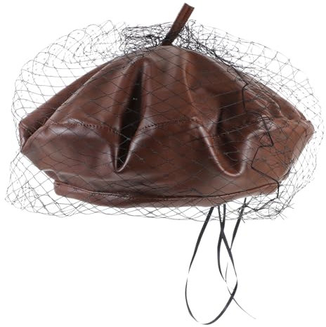 WATIIFUFU Béret Femme avec Voile Maille Chapeau Artiste Français Fascinateur Vintage pour Occasions Spéciales
