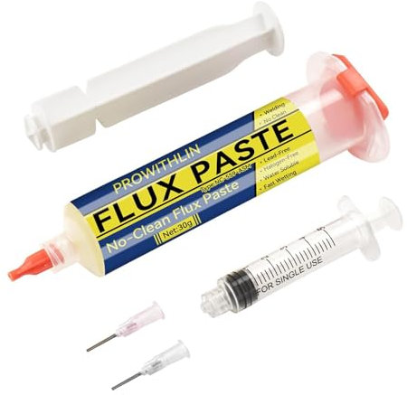 prowithlin Flux Soudure, 2pack Pâtes à braser Avec 2 Aiguilles, 1 Poussoir Et 1 Seringue, 60g Flux Soudure No Clean pour Réparation BGA/IC/CPU/PCB/SMD - Idéal flux soudure électronique (Paquet de 1)