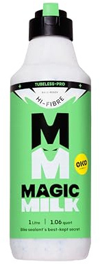 Magic Milk Tubeless-Pro Hi-Fibre Tyre Sealant – High Performance – Innovative Cap for Easy Application – Seals Punctures Up to 8mm – MTB, Road, Gravel – Tubeless – CO2 & Foam Compatible