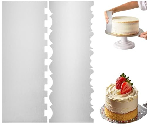 YAZWUR 2 PCS Raspadores de Acero Inoxidable – Set Profesional de Espátulas para Pasteles, Tarjeta de Masa y Alisador de Fondant para Crema de Mantequilla, Tartas y Accesorios de Repostería