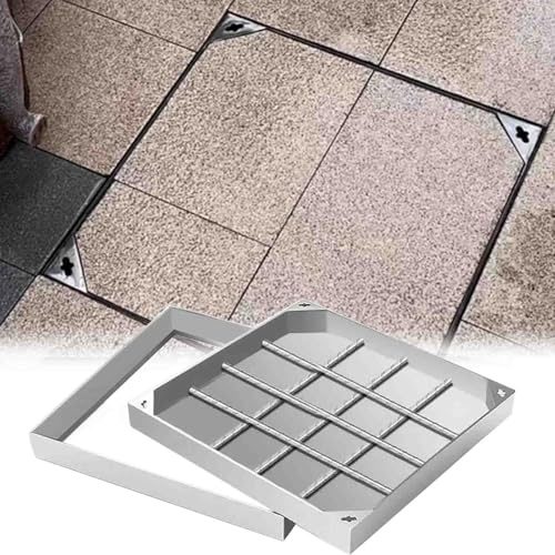Cubierta cuadrada grande de 300 x 300 a 900 x 900 pulgadas, tapa de acceso invisible para aguas residuales para jardín al aire libre, incluye llaves de elevación y diseño resistente a la intemperie
