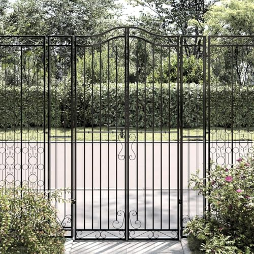 Mokuyary Portail de jardin noir 121 x 8 x 180 cm en fer forgé Portail de jardin Porte de clôture Porte simple