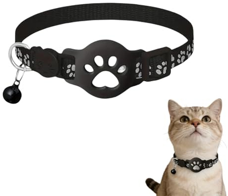 Collar rastreador de gatos para gatos pequeños, collar de rastreador GPS para gatos, compatible con iOS/Android, no requiere SIM, collares reflectantes para mascotas con hebilla, separable con campana