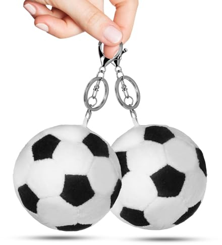 TOYANDONA 2 Pcs Plush Soccer Ball Keychain - Stuffed Football Bag Charms for Backpacks – Mini Sports Keyring for Boys, Girls & Fans – Ideal Football Sport Games & School Prizes (9cm)