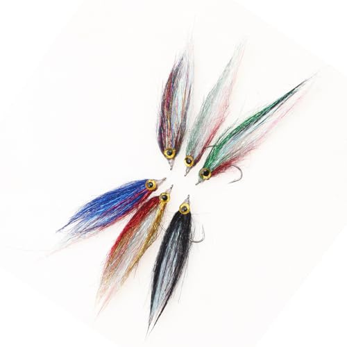 MLWSKERTY Señuelos De Pesca con Mosca Artificial Cebos Realistas Mosca Pececillo para Accesorios Salmón Señuelos Seda 6 Uds.