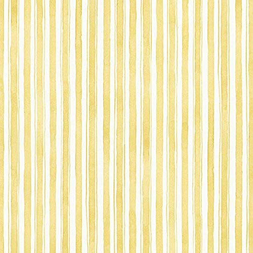 Manhattan Comfort Quincy Series Vinyl Striped Design Large Wallpaper Roll, 20.5 W x 32.7' L, Yellow/Off White