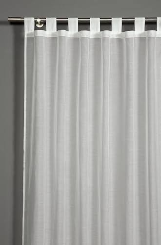 Sehlbach Tenda pronta per l'uso con occhielli, In voile uni, Crema, 140 x 235 cm, Traslucida, Opaca, Montaggio facile, Certificato Oeko-Tex, Nastro accorciante incluso