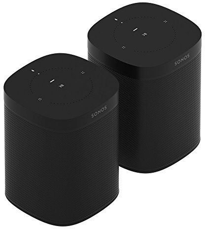 Sonos One Smart Speaker 2-Room Set, Black, Intelligent WiFi Speaker with Alexa Voice Control & AirPlay, Two Multiroom Speakers for Unlimited Music Streaming