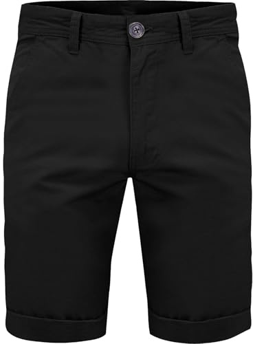 WJL WHISPERING JONES LONDON Mens Super Stretch Chino Shorts Summer Cotton Jeans Half Pants Comfortable Casual Wear, Black, 40W