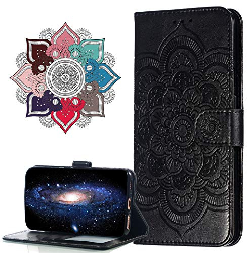 MRSTER Cuir Premium Coque pour Samsung Galaxy Note 10+, [Stand Support] [Porte-Cartes de Crédit] [Fermeture Magnétique] Portefeuille Étui Housse pour Samsung Galaxy Note 10+ Plus. LD Mandala Black