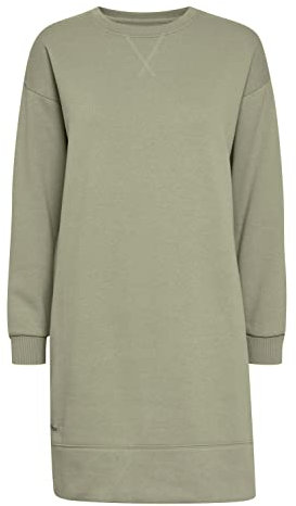 OXMO OXHolly Damen Freizeitkleid Kleid Langarm Midi-Länge O-Neck, Größe:L, Farbe:Seagrass (166008)