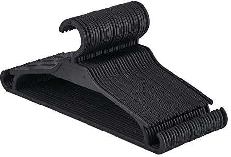 Tymar barnklädhängare, 25-pack, baby- och barngalgar av plast, L 32 x H 14 cm; perfekt för barngarderob (svart, 25 stycken)