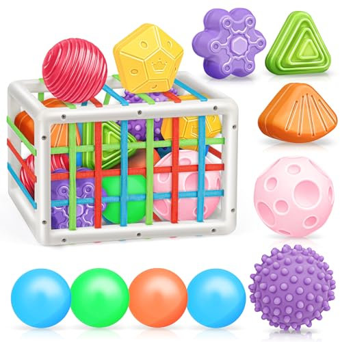nicknack Montessori Baby Spielzeug für 1 Jahr alte, Baby Sensorische Spielzeuge 6-12 Monate, 11 Stück Sortier & Stapelspielzeug Geschenke für Kleinkinder 18 Monate+