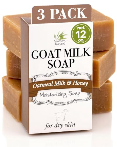 Southern Natural Goat Milk Soap Bar Oatmeal Milk & Honey, 3 Pack, Dry Skin