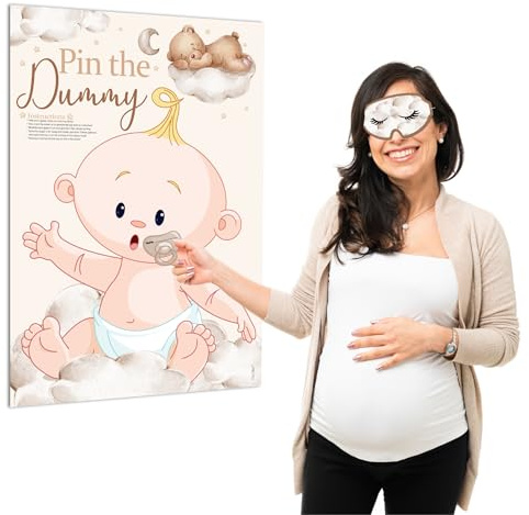 Pink Bee Baby Shower Games - Juego de revelación de género, diseño de oso de peluche para hasta 20 jugadores