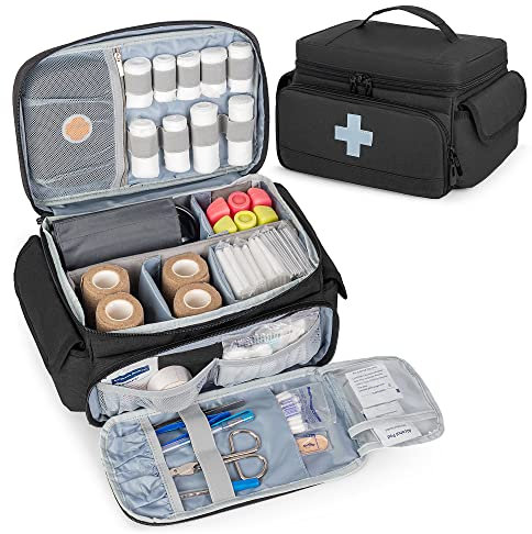 CURMIO Notfalltasche Leer, Erste Hilfe Set Tasche mit Klein Apothekentasche, Medizintasche für Hausarzt, Reise und Outdoor, Schwarz (Patent Angemeldet)