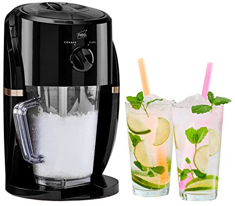 Neo Ice Crusher Slush Machine Electric Crushed Ice Maker with Removable Jug for Blending Slushies, Cocktails, Frappe, Coffee and Iced Tea (Black and Copper)
