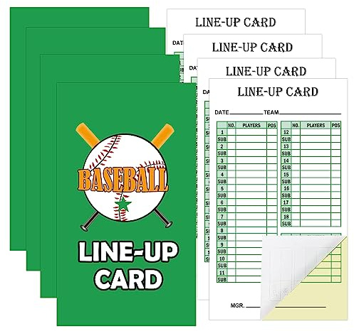 50 Set Baseball Softball Lineup Cards 2 Part Carbonless Copies 4.52 x 7.86 Inch - Player Roster Baseball Scorebook Coaching Accessories Ball Games Supplies for Coaches Umpires