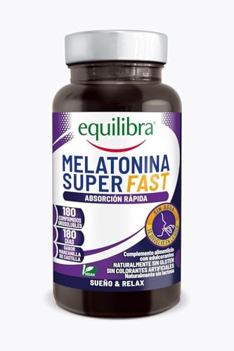 Equilibra Integratori Alimentari, Melatonina Super Fast, per Ridurre il Tempo per Prendere Sonno, con Assorbimento Rapido, Senza Bisogno di Acqua, Aroma Camomilla, Vegan, 180 Compresse Orosolubili