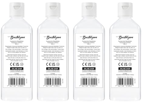 Transparent pyssellim – klart vattenbaserat PVA-lim – lösningsmedelsfritt, mångsidigt pyssel- och hobbylim för papper, kartong, trä och gör-det-själv-projekt (2 liter (4 x 500 ml))